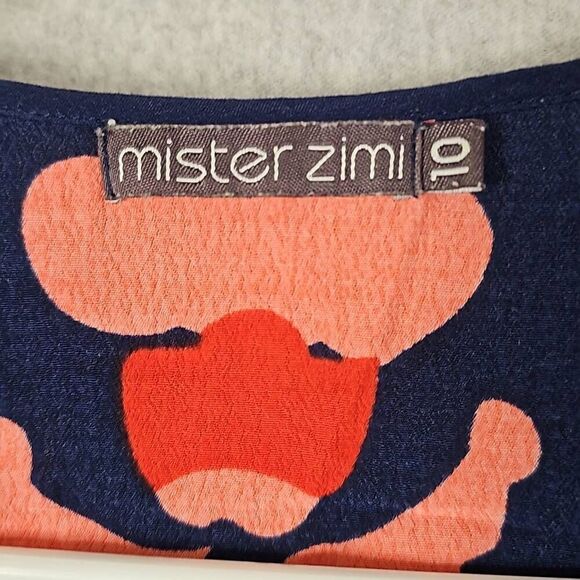 Mister Zimi Womens Dress Long Sleeve Navy Blue Orange Oversize Size 10 Viscous - Picture 4 of 10
